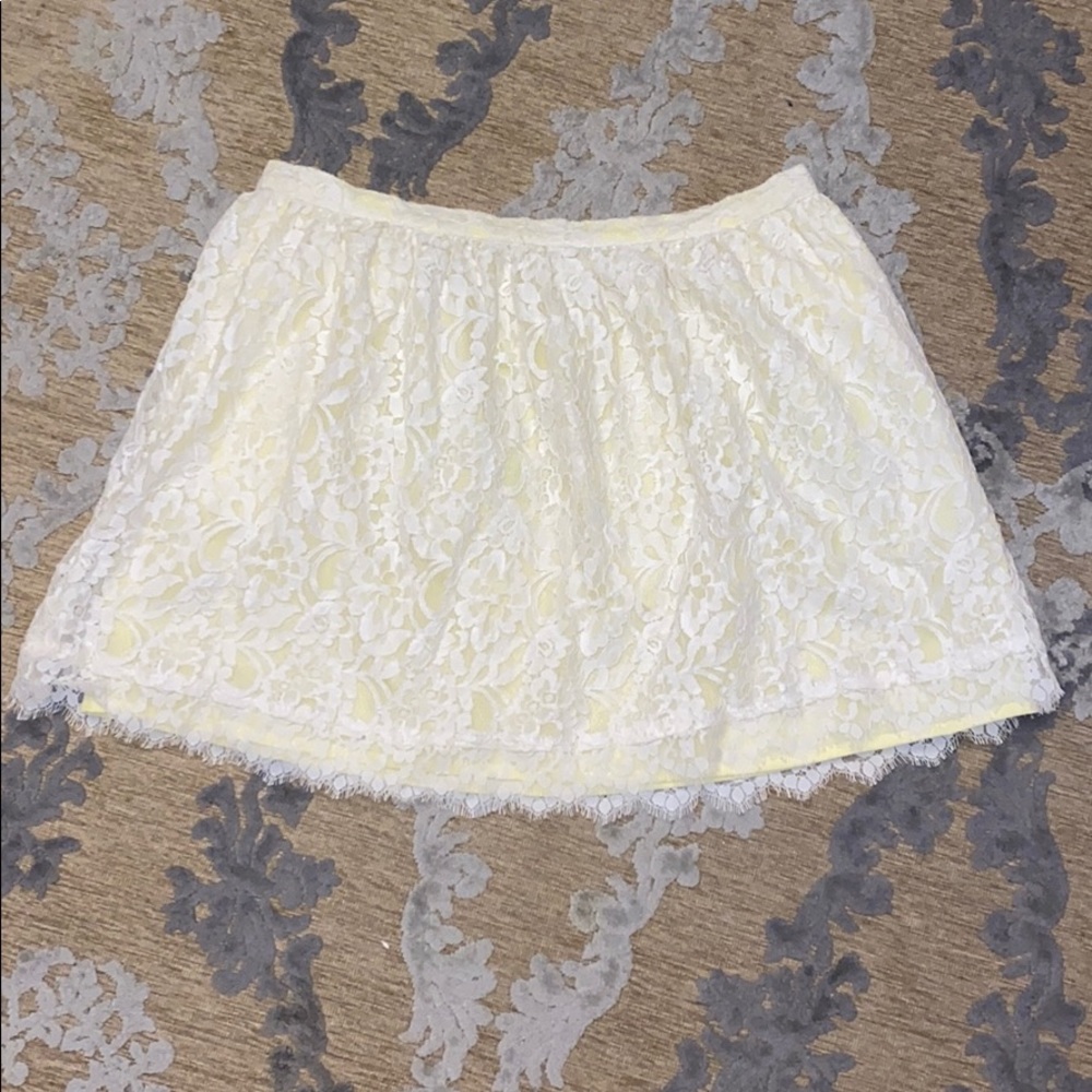 Top shop lace overlay flare skirt